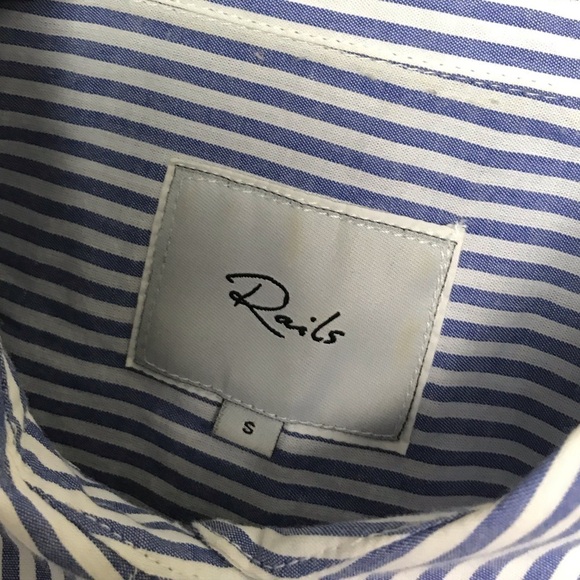 Rails Blue White Striped Taylor Banker Button Down with Pearls Small - Picture 4 of 9